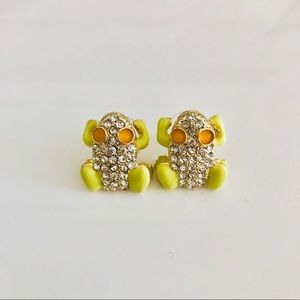 Neon crystal frog earrings